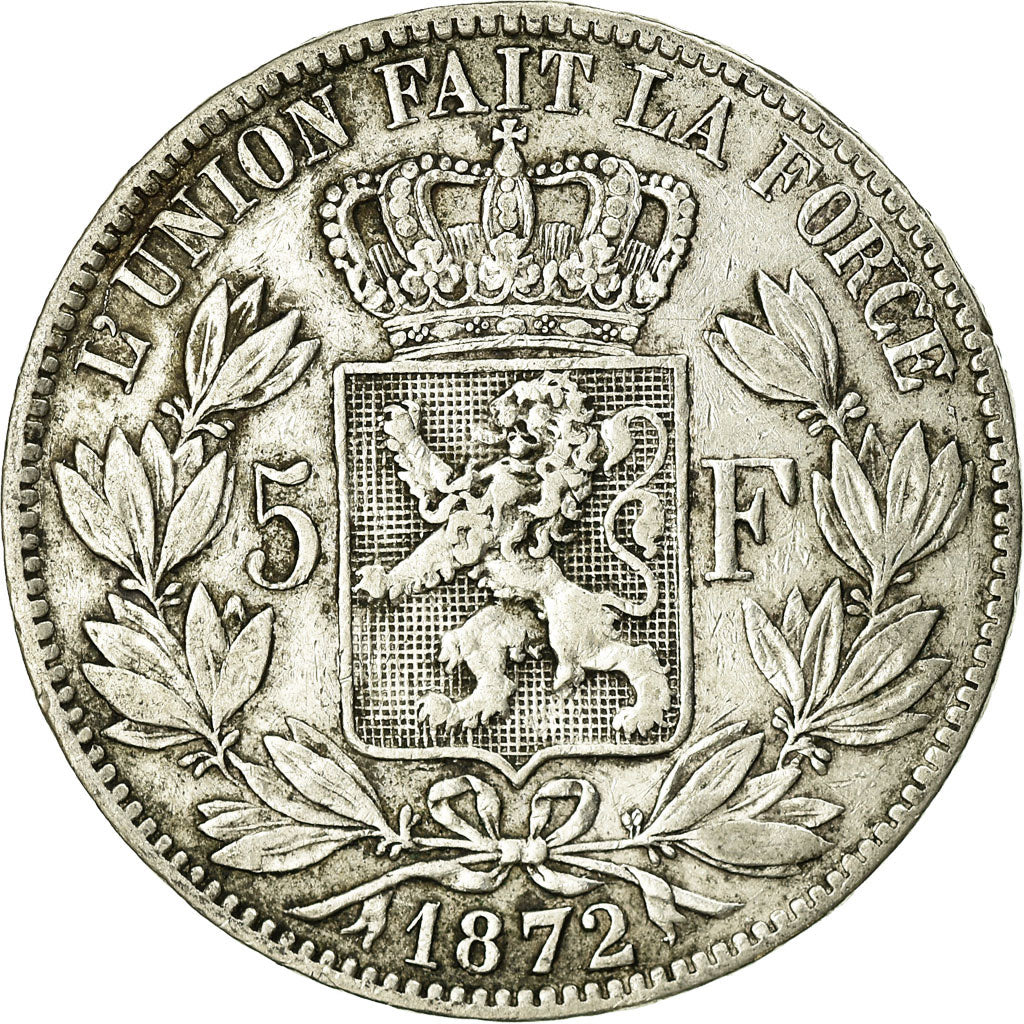 Coin, Belgium, Leopold II, 5 Francs, 5 Frank, 1872, VF(20-25), Silver, KM:24