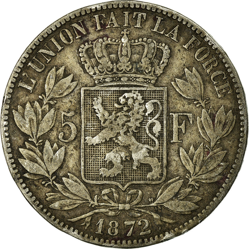 Coin, Belgium, Leopold II, 5 Francs, 5 Frank, 1872, VF(20-25), Silver, KM:24