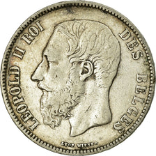 Moneta, Belgia, Leopold II, 5 Francs, 5 Frank, 1872, VF(20-25), Srebro, KM:24