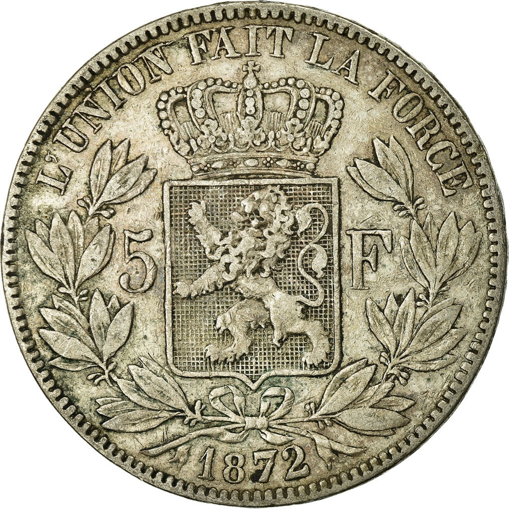 Moeda, Bélgica, Leopold II, 5 Francs, 5 Frank, 1872, VF(20-25), Prata, KM:24
