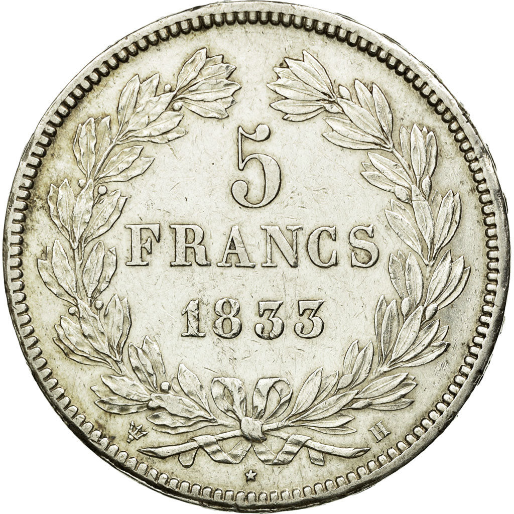 Coin, France, Louis-Philippe, 5 Francs, 1833, La Rochelle, AU(50-53), Silver