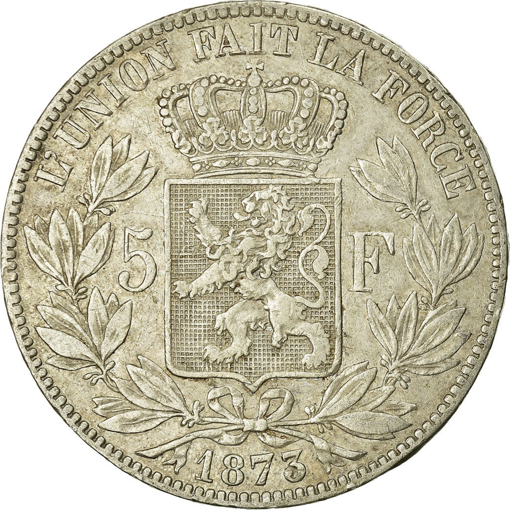 Coin, Belgium, Leopold II, 5 Francs, 5 Frank, 1873, EF(40-45), Silver, KM:24