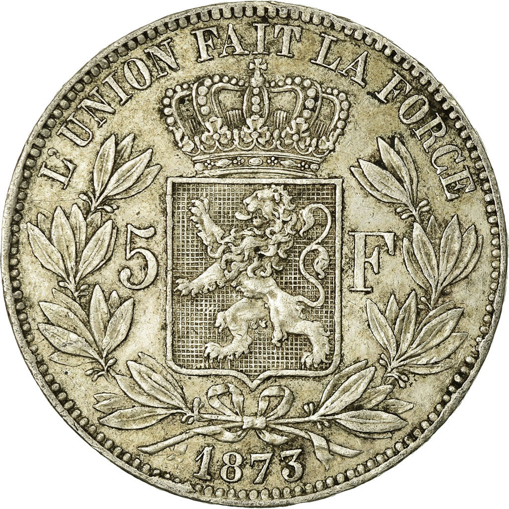 Coin, Belgium, Leopold II, 5 Francs, 5 Frank, 1873, EF(40-45), Silver, KM:24
