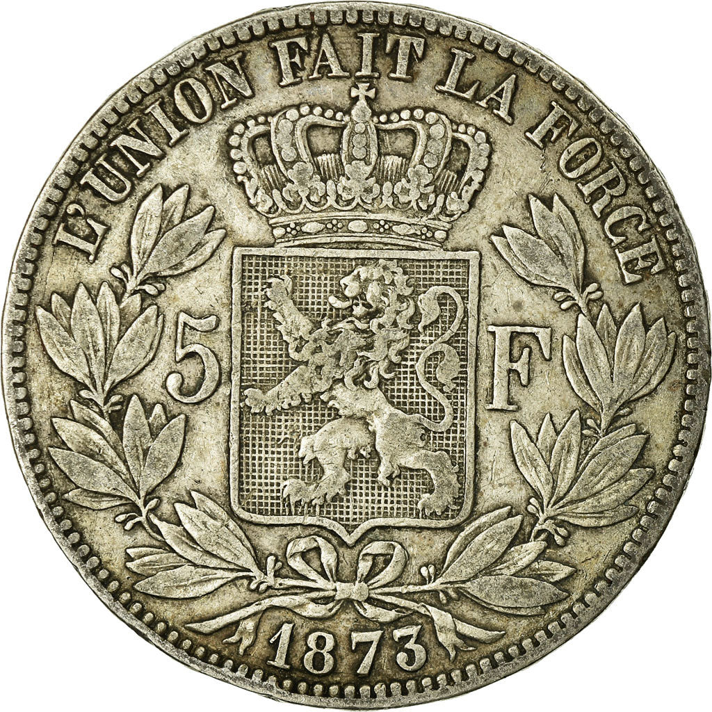 Coin, Belgium, Leopold II, 5 Francs, 5 Frank, 1873, EF(40-45), Silver, KM:24