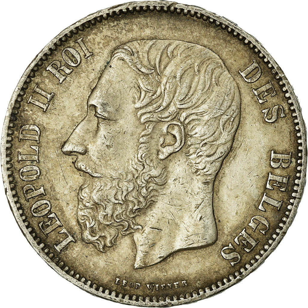 Moneta, Belgio, Leopold II, 5 Francs, 5 Frank, 1873, BB, Argento, KM:24