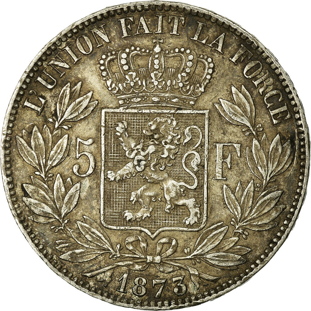 Moneta, Belgio, Leopold II, 5 Francs, 5 Frank, 1873, BB, Argento, KM:24