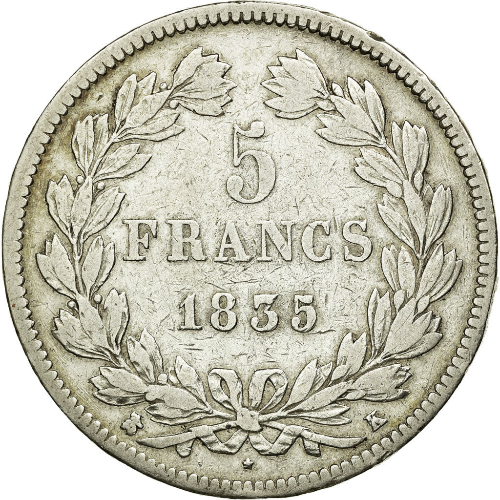 Coin, France, Louis-Philippe, 5 Francs, 1835, Bordeaux, VF(20-25), Silver