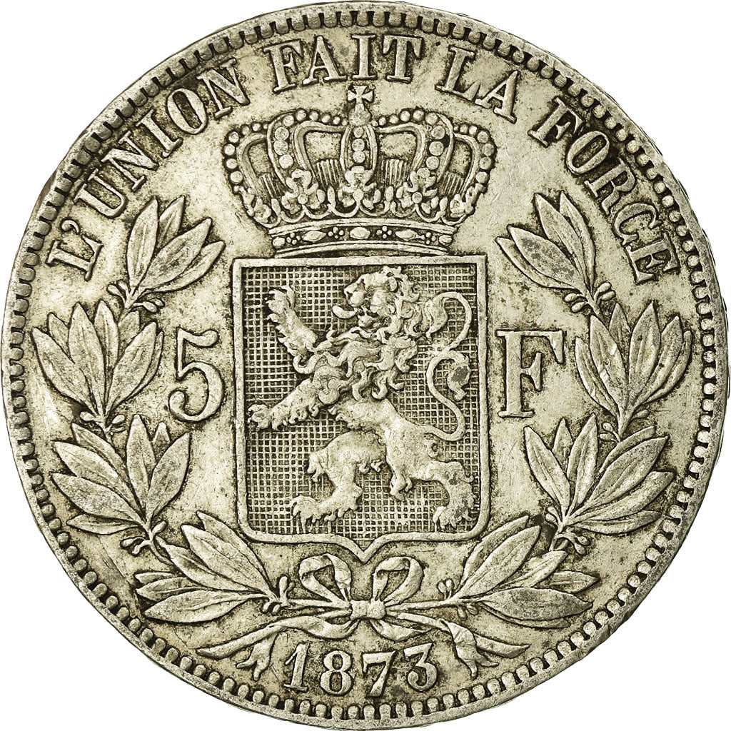Coin, Belgium, Leopold II, 5 Francs, 5 Frank, 1873, EF(40-45), Silver, KM:24