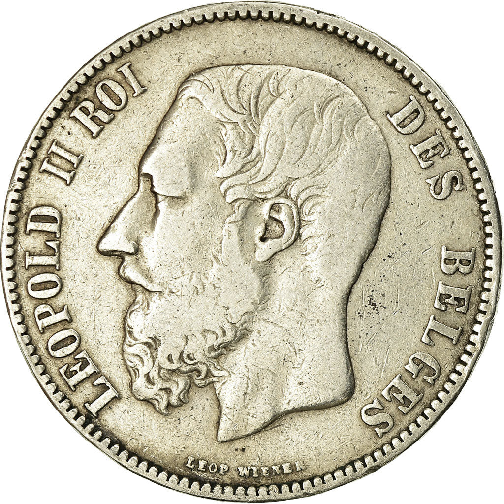 Moneta, Belgio, Leopold II, 5 Francs, 5 Frank, 1873, MB, Argento, KM:24