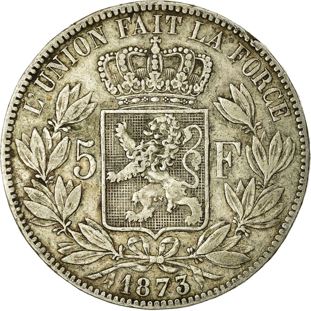 Coin, Belgium, Leopold II, 5 Francs, 5 Frank, 1873, VF(20-25), Silver, KM:24