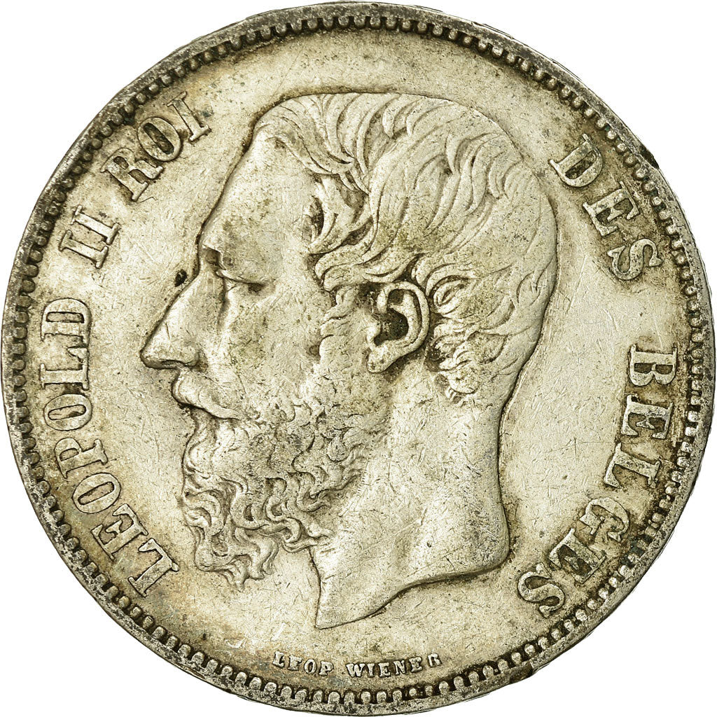 Coin, Belgium, Leopold II, 5 Francs, 5 Frank, 1867, EF(40-45), Silver, KM:24