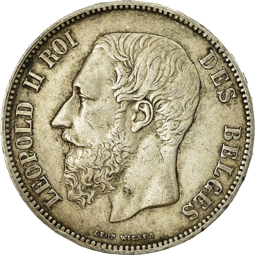 Coin, Belgium, Leopold II, 5 Francs, 5 Frank, 1867, EF(40-45), Silver, KM:24