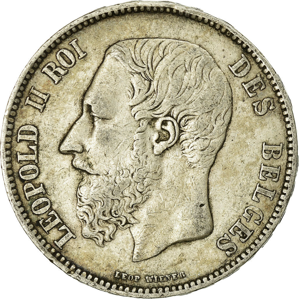 Coin, Belgium, Leopold II, 5 Francs, 5 Frank, 1867, EF(40-45), Silver, KM:24