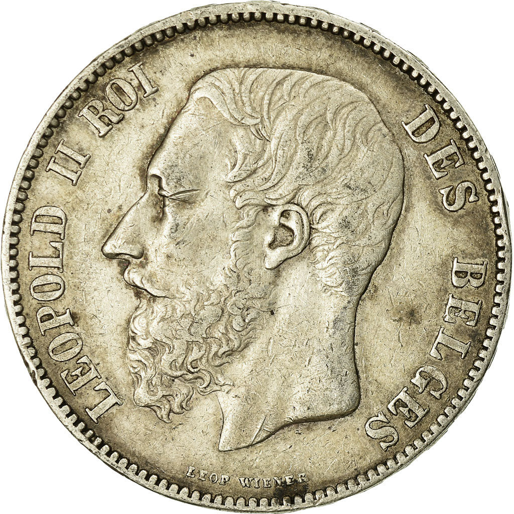 Coin, Belgium, Leopold II, 5 Francs, 5 Frank, 1867, EF(40-45), Silver, KM:24