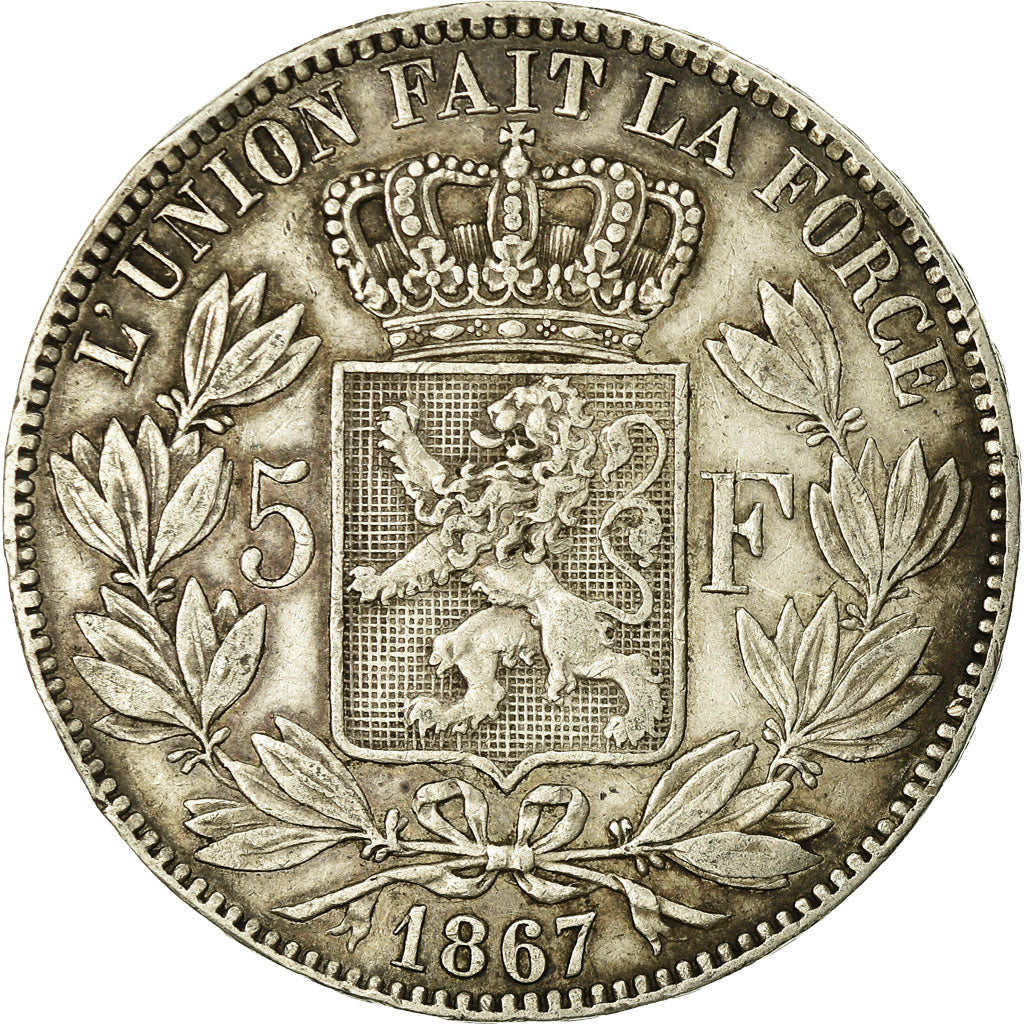 Coin, Belgium, Leopold II, 5 Francs, 5 Frank, 1867, EF(40-45), Silver, KM:24