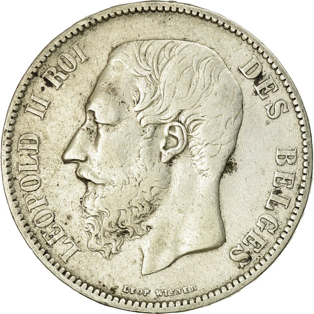 Coin, Belgium, Leopold II, 5 Francs, 5 Frank, 1867, EF(40-45), Silver, KM:24