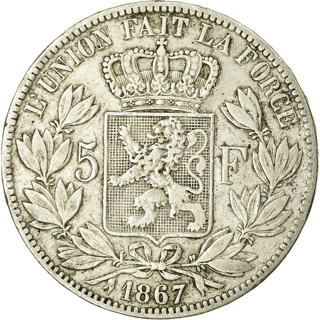 Coin, Belgium, Leopold II, 5 Francs, 5 Frank, 1867, EF(40-45), Silver, KM:24