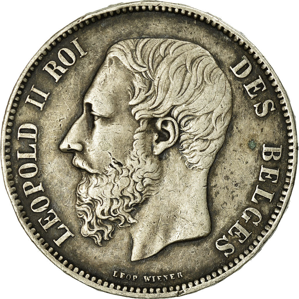 Coin, Belgium, Leopold II, 5 Francs, 5 Frank, 1867, EF(40-45), Silver, KM:24