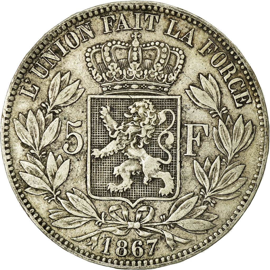Coin, Belgium, Leopold II, 5 Francs, 5 Frank, 1867, VF(30-35), Silver, KM:24