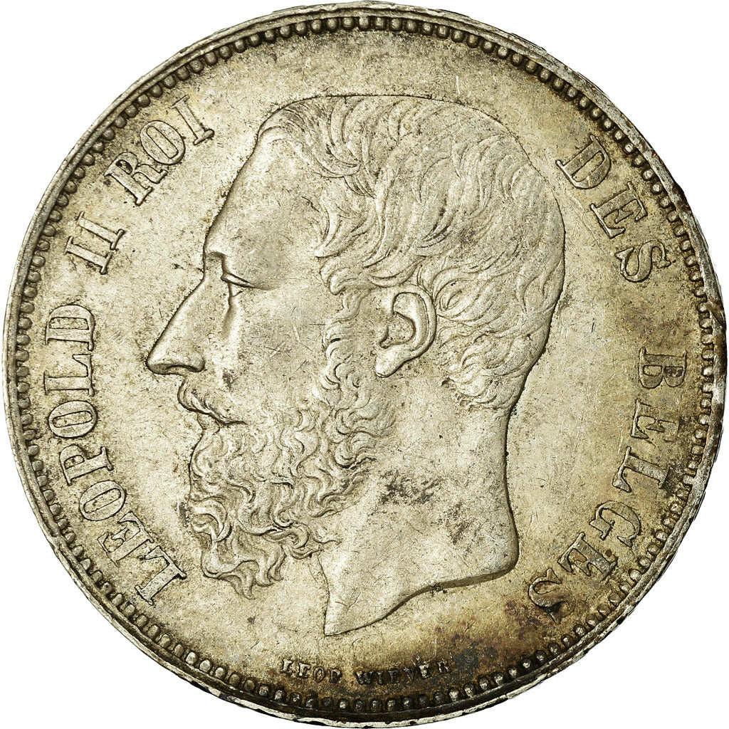 Coin, Belgium, Leopold II, 5 Francs, 5 Frank, 1867, VF(30-35), Silver, KM:24