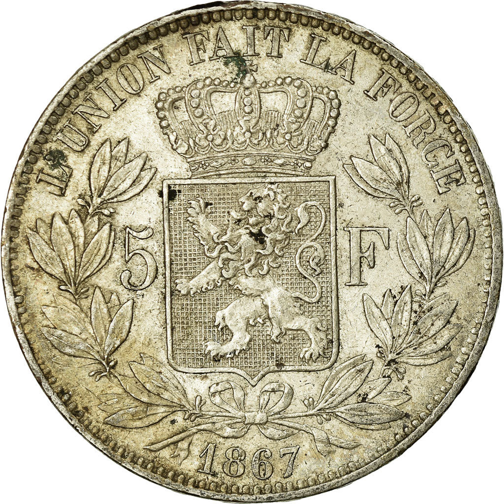 Coin, Belgium, Leopold II, 5 Francs, 5 Frank, 1867, VF(30-35), Silver, KM:24