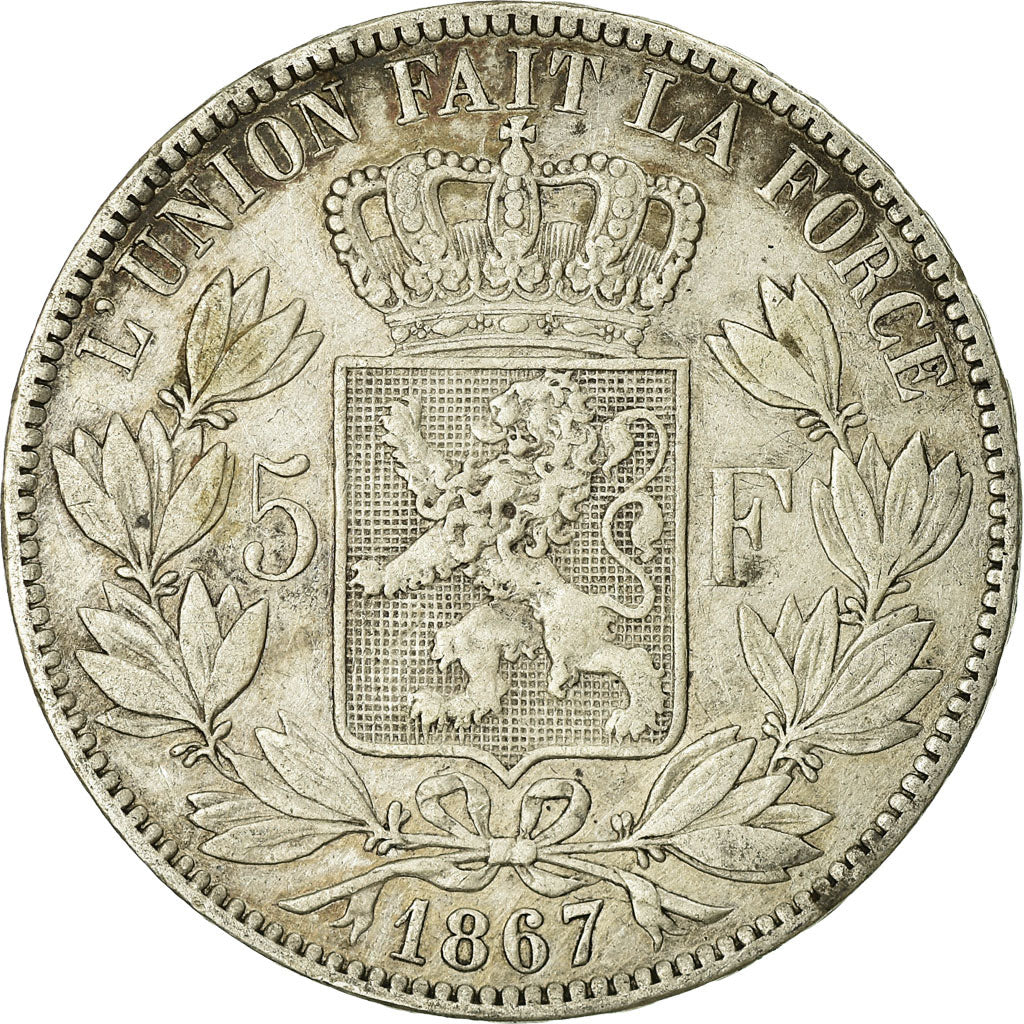 Coin, Belgium, Leopold II, 5 Francs, 5 Frank, 1867, VF(30-35), Silver, KM:24