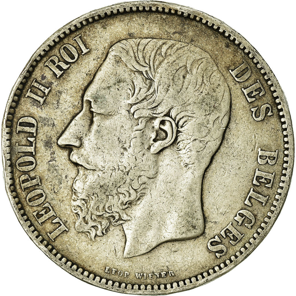 Coin, Belgium, Leopold II, 5 Francs, 5 Frank, 1867, VF(20-25), Silver, KM:24
