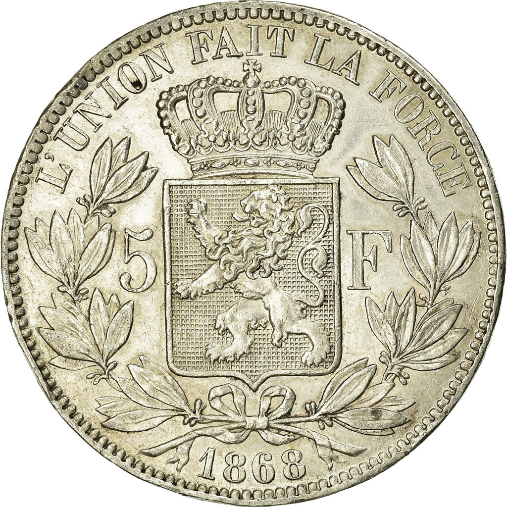 Coin, Belgium, Leopold II, 5 Francs, 5 Frank, 1868, EF(40-45), Silver, KM:24