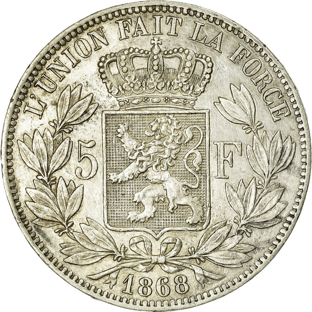 Coin, Belgium, Leopold II, 5 Francs, 5 Frank, 1868, EF(40-45), Silver, KM:24