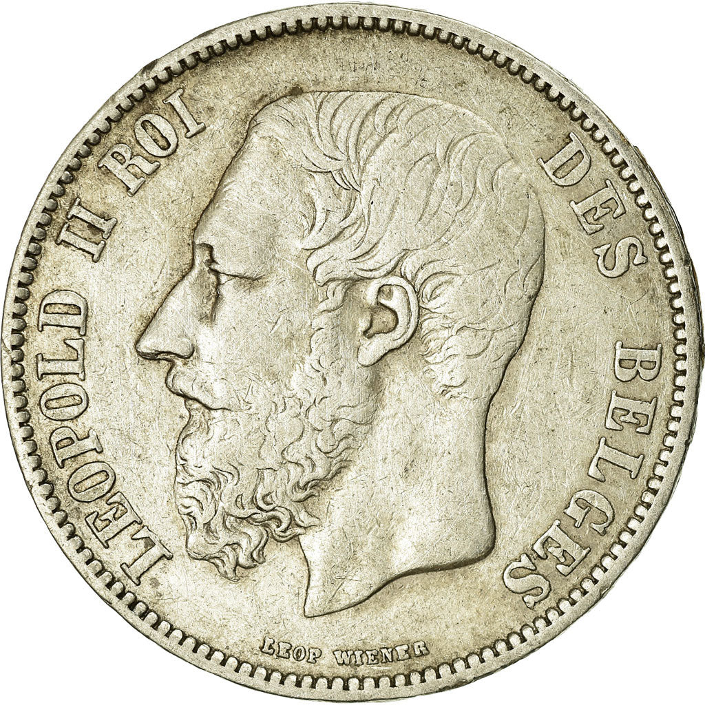 Coin, Belgium, Leopold II, 5 Francs, 5 Frank, 1868, EF(40-45), Silver, KM:24