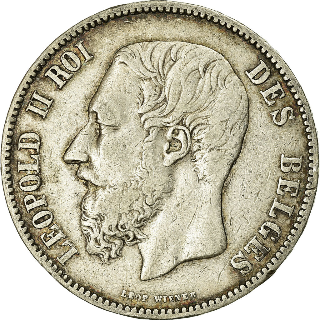 Coin, Belgium, Leopold II, 5 Francs, 5 Frank, 1868, EF(40-45), Silver, KM:24