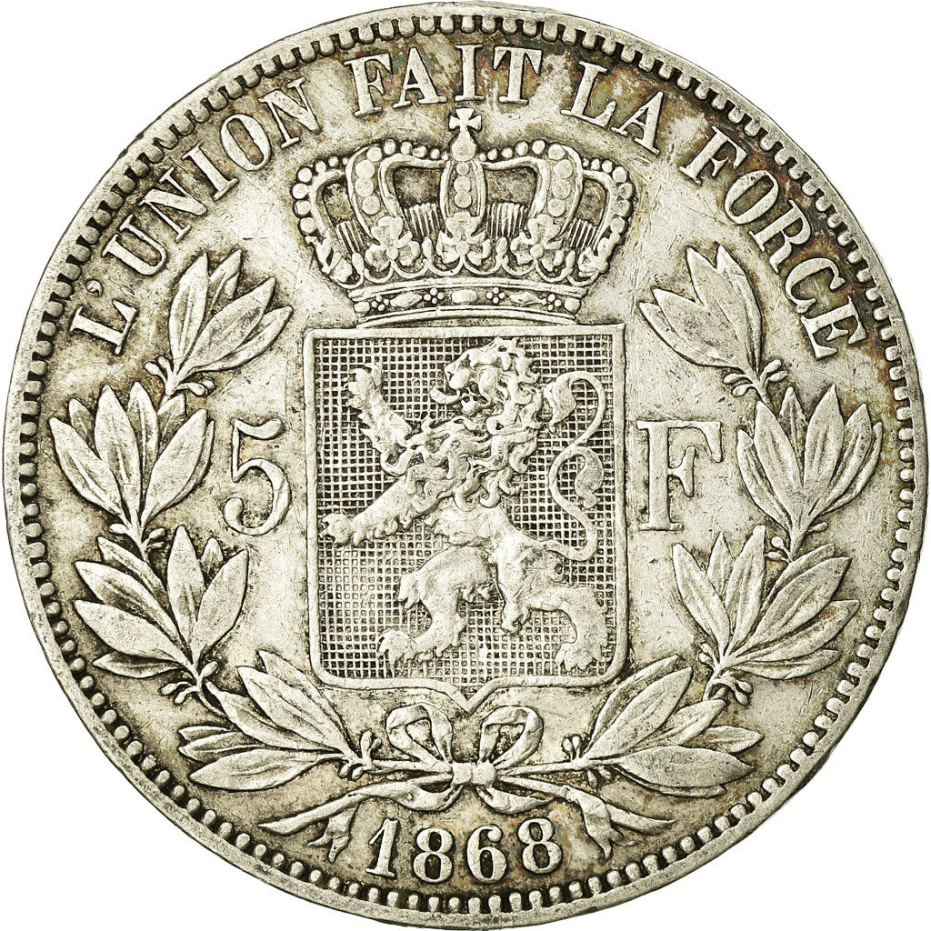 Coin, Belgium, Leopold II, 5 Francs, 5 Frank, 1868, EF(40-45), Silver, KM:24