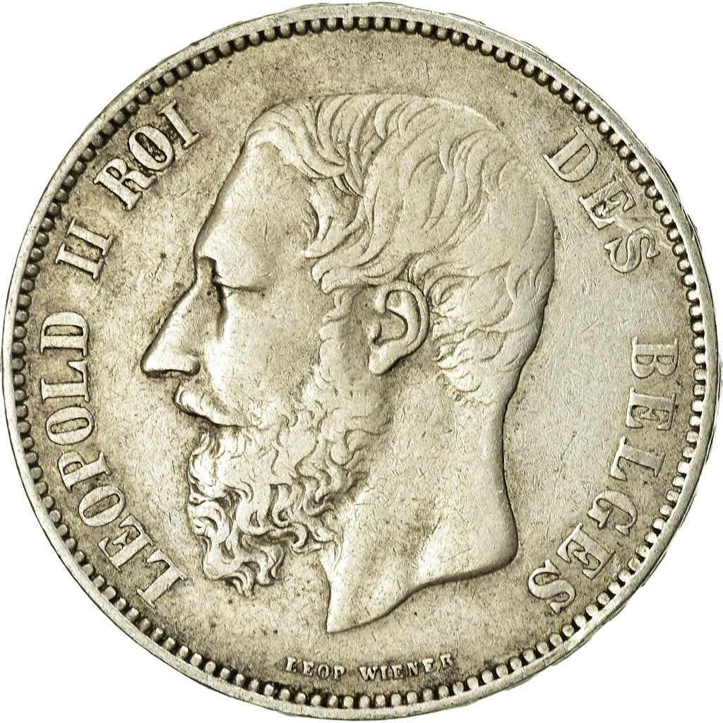 Coin, Belgium, Leopold II, 5 Francs, 5 Frank, 1868, EF(40-45), Silver, KM:24