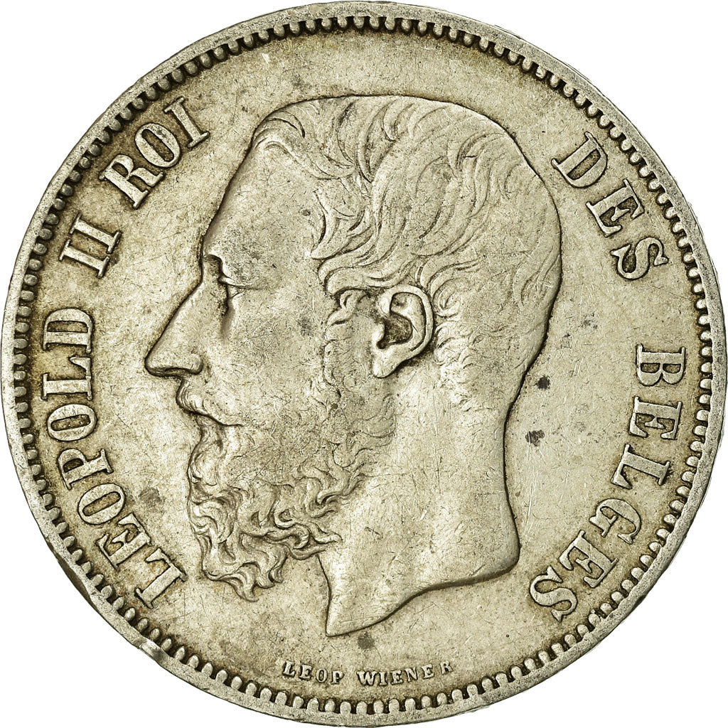 Coin, Belgium, Leopold II, 5 Francs, 5 Frank, 1868, EF(40-45), Silver, KM:24