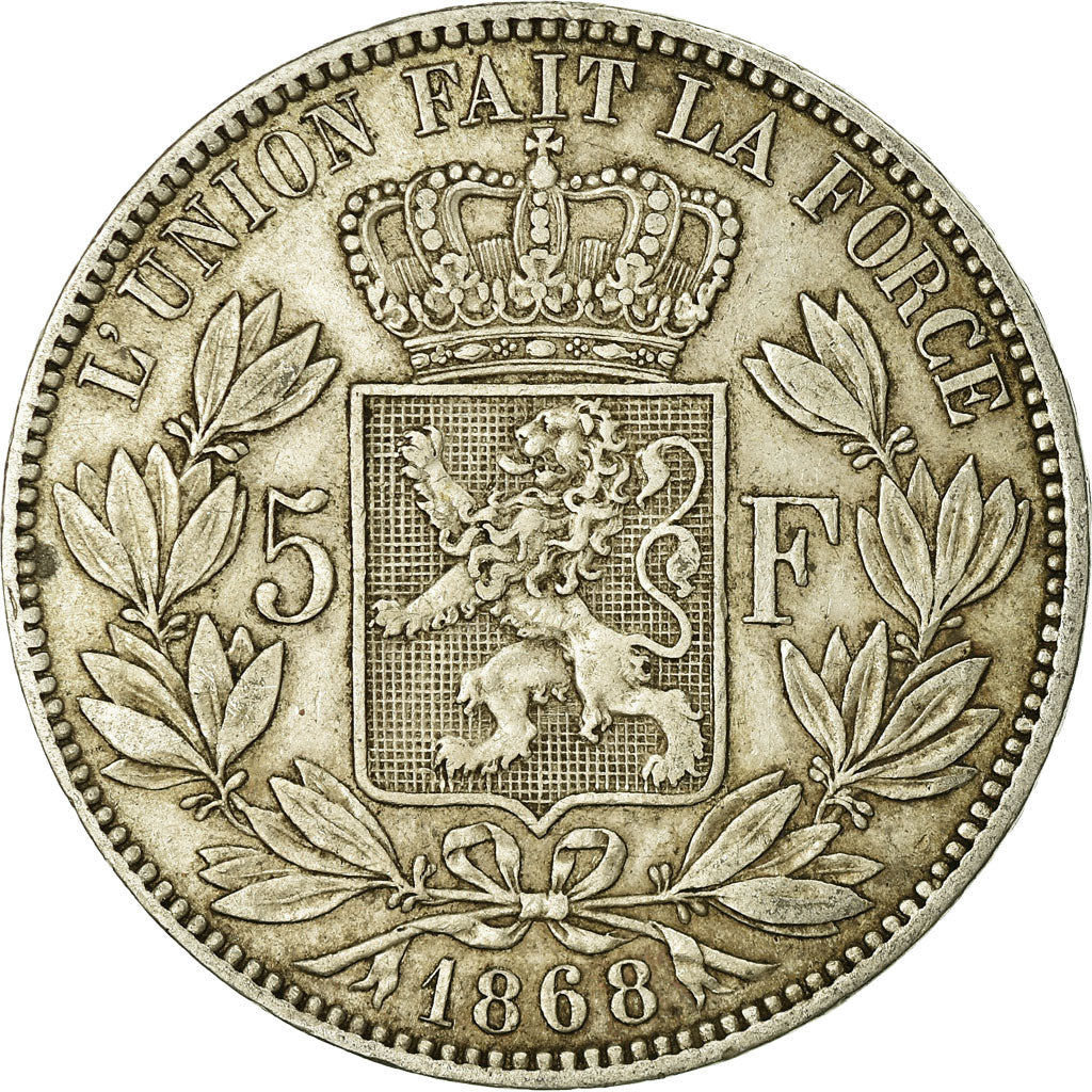 Coin, Belgium, Leopold II, 5 Francs, 5 Frank, 1868, EF(40-45), Silver, KM:24