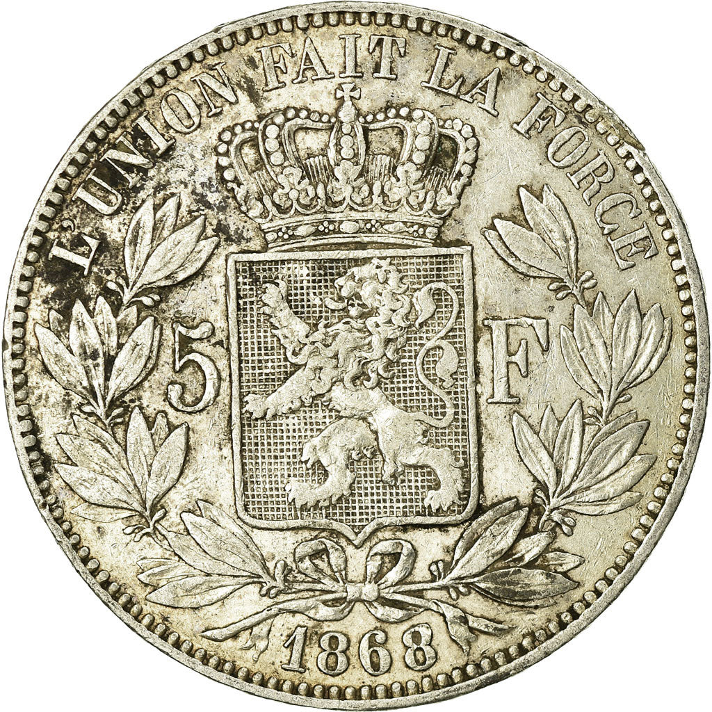 Coin, Belgium, Leopold II, 5 Francs, 5 Frank, 1868, EF(40-45), Silver, KM:24