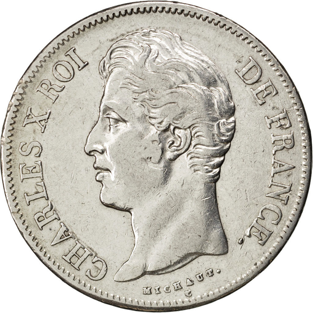 FRANCE, Charles X, 5 Francs, 1828, Paris, KM #728.1, EF(40-45), Silver, Gadoury.