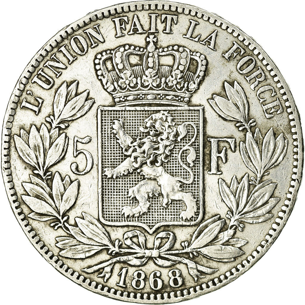 Coin, Belgium, Leopold II, 5 Francs, 5 Frank, 1868, VF(30-35), Silver, KM:24