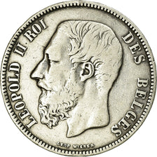 Moneta, Belgio, Leopold II, 5 Francs, 5 Frank, 1868, MB+, Argento, KM:24