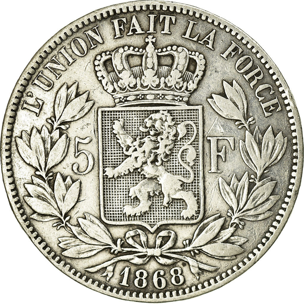 Monnaie, Belgique, Leopold II, 5 Francs, 5 Frank, 1868, TB+, Argent, KM:24