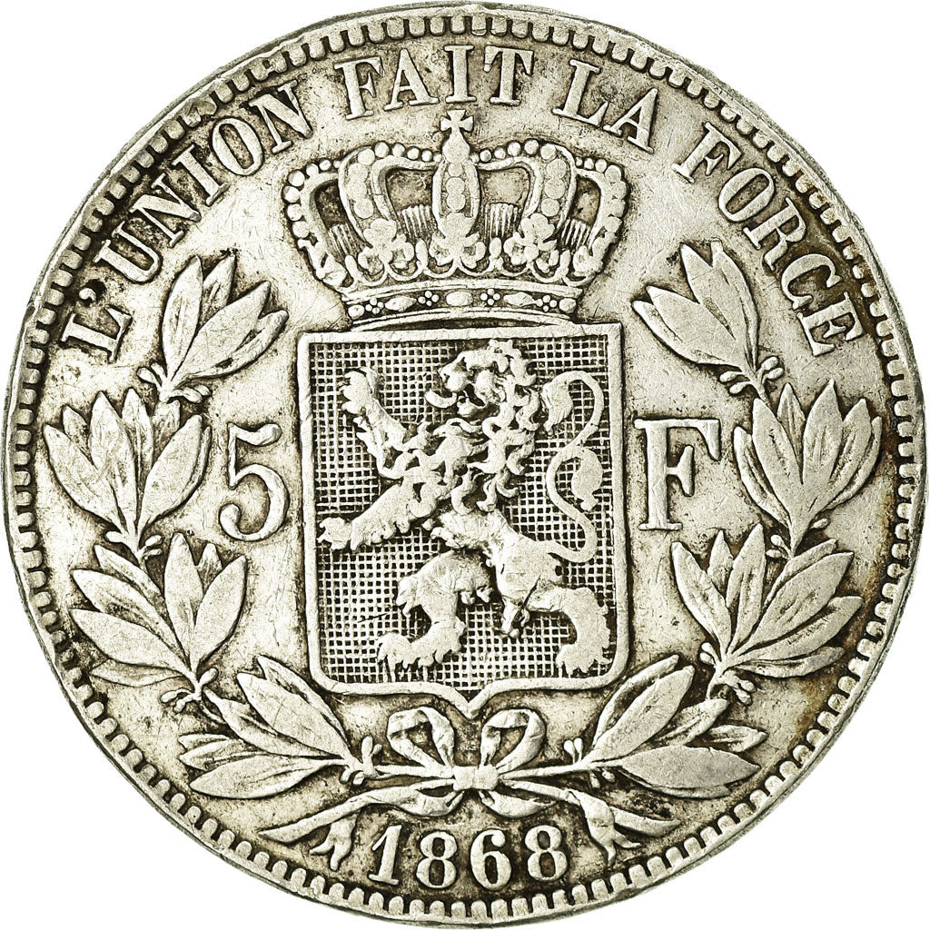 Coin, Belgium, Leopold II, 5 Francs, 5 Frank, 1868, VF(30-35), Silver, KM:24