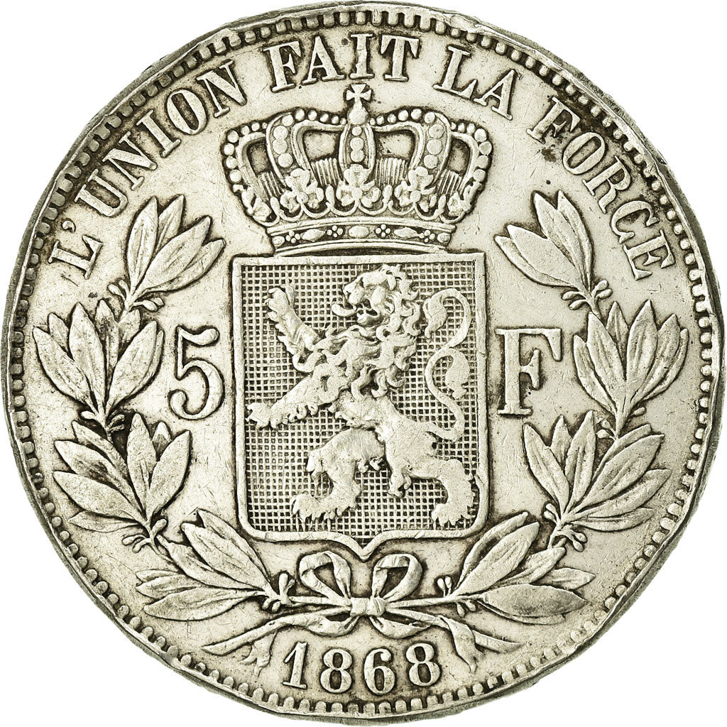 Coin, Belgium, Leopold II, 5 Francs, 5 Frank, 1868, VF(20-25), Silver, KM:24