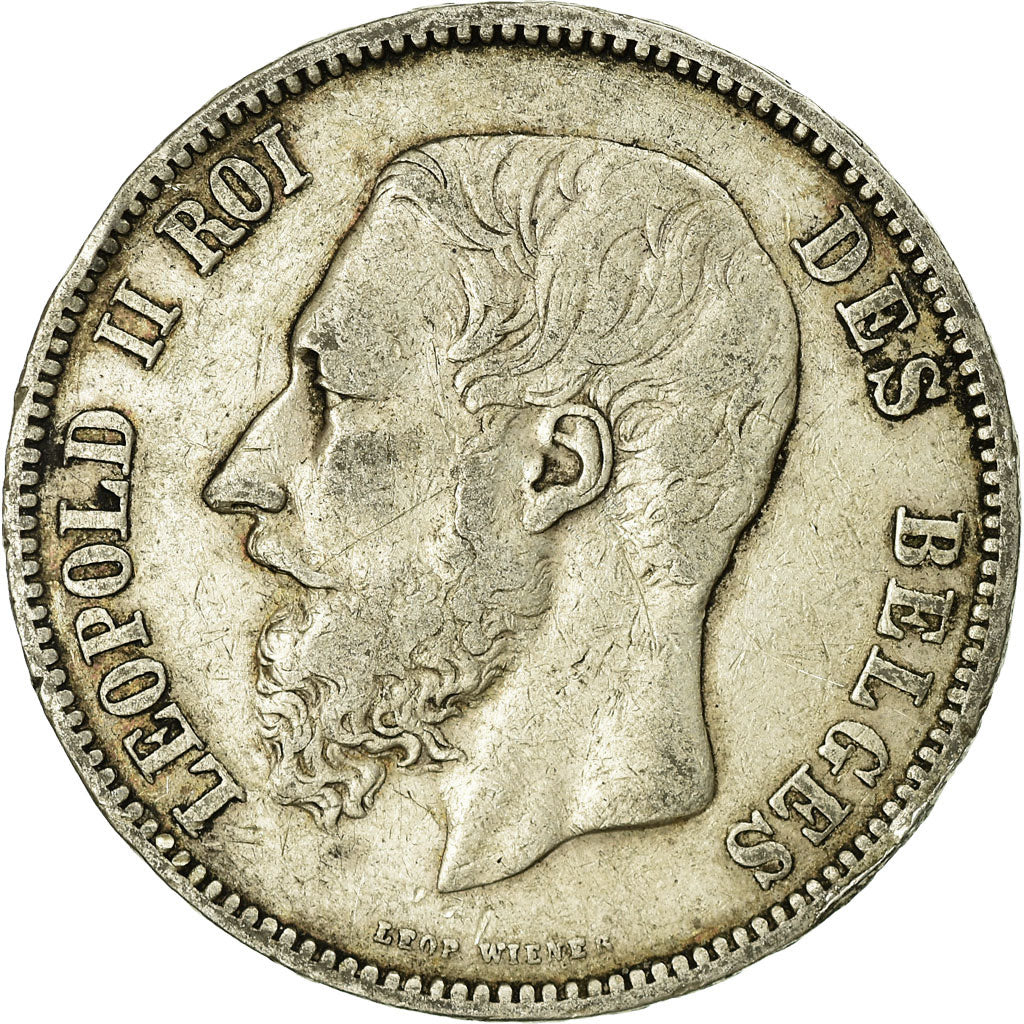 Coin, Belgium, Leopold II, 5 Francs, 5 Frank, 1868, VF(20-25), Silver, KM:24