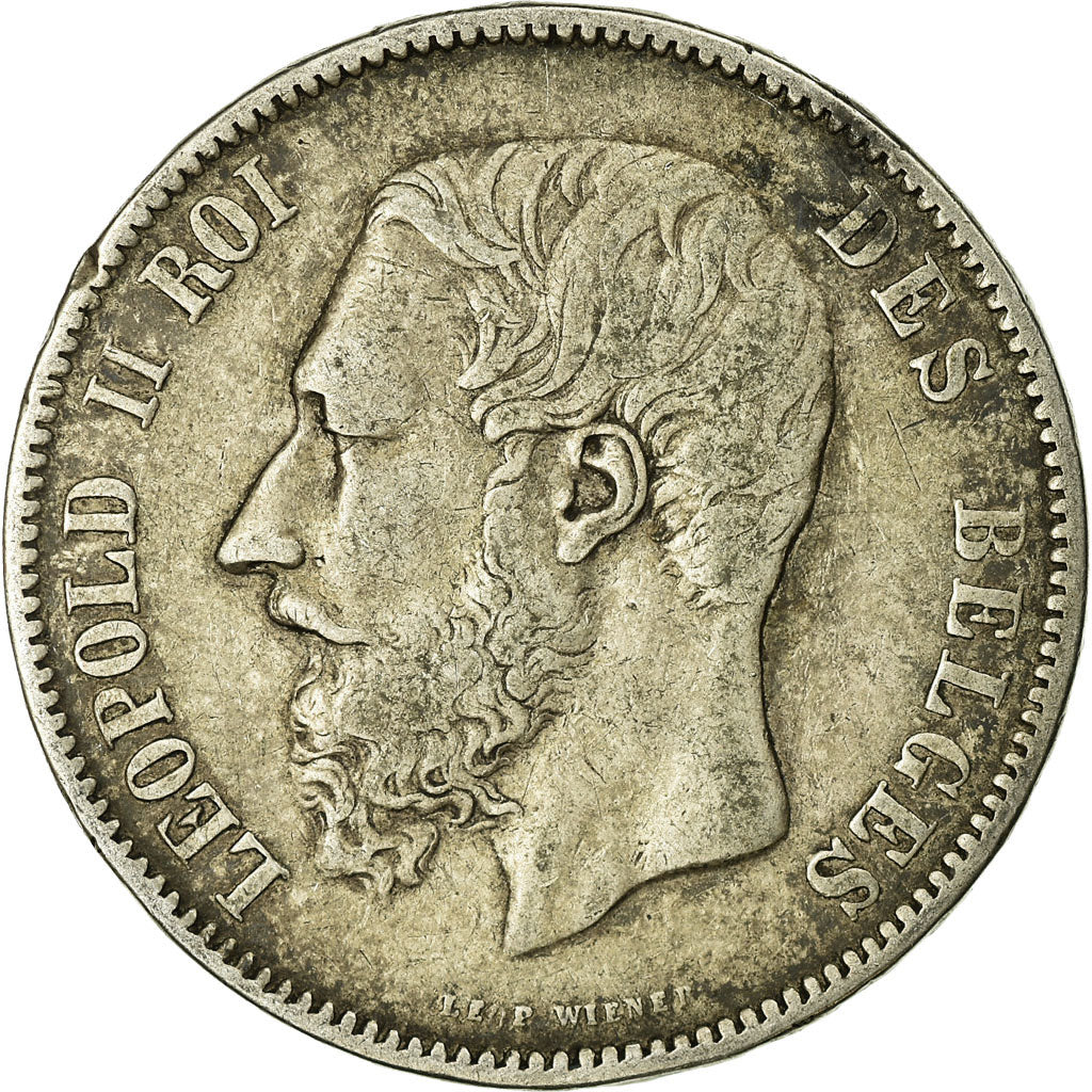 Coin, Belgium, Leopold II, 5 Francs, 5 Frank, 1868, VF(20-25), Silver, KM:24