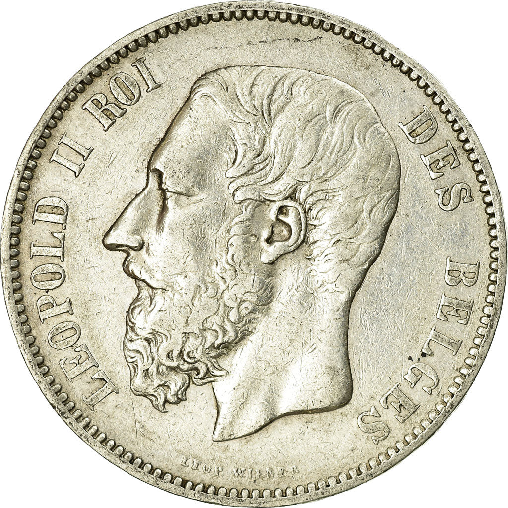 Coin, Belgium, Leopold II, 5 Francs, 5 Frank, 1875, EF(40-45), Silver, KM:24