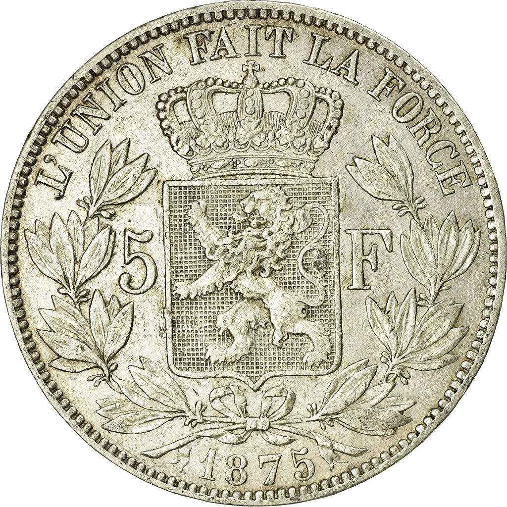 Coin, Belgium, Leopold II, 5 Francs, 5 Frank, 1875, EF(40-45), Silver, KM:24