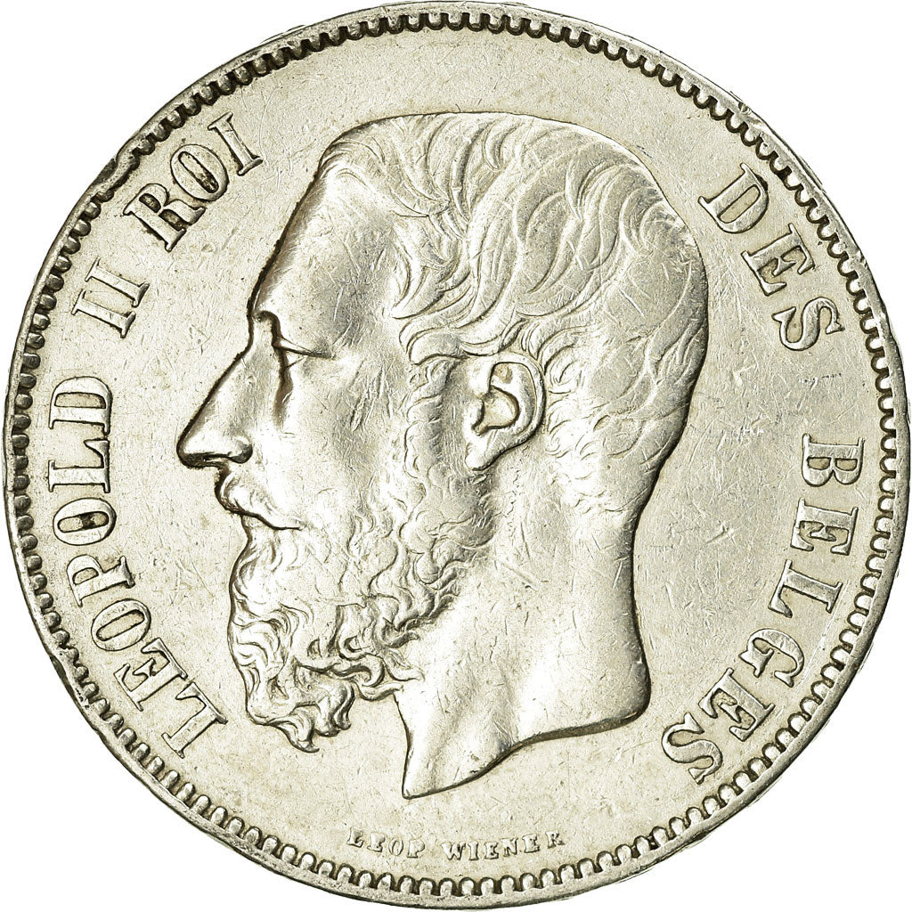 Coin, Belgium, Leopold II, 5 Francs, 5 Frank, 1875, EF(40-45), Silver, KM:24