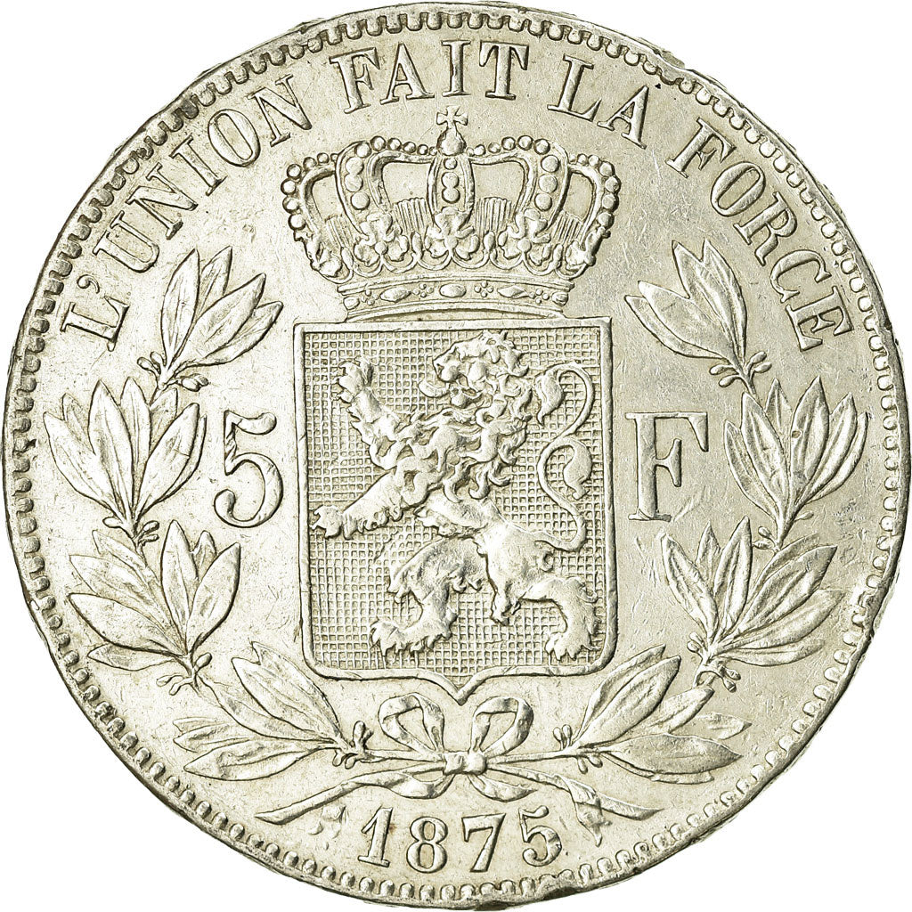 Coin, Belgium, Leopold II, 5 Francs, 5 Frank, 1875, EF(40-45), Silver, KM:24