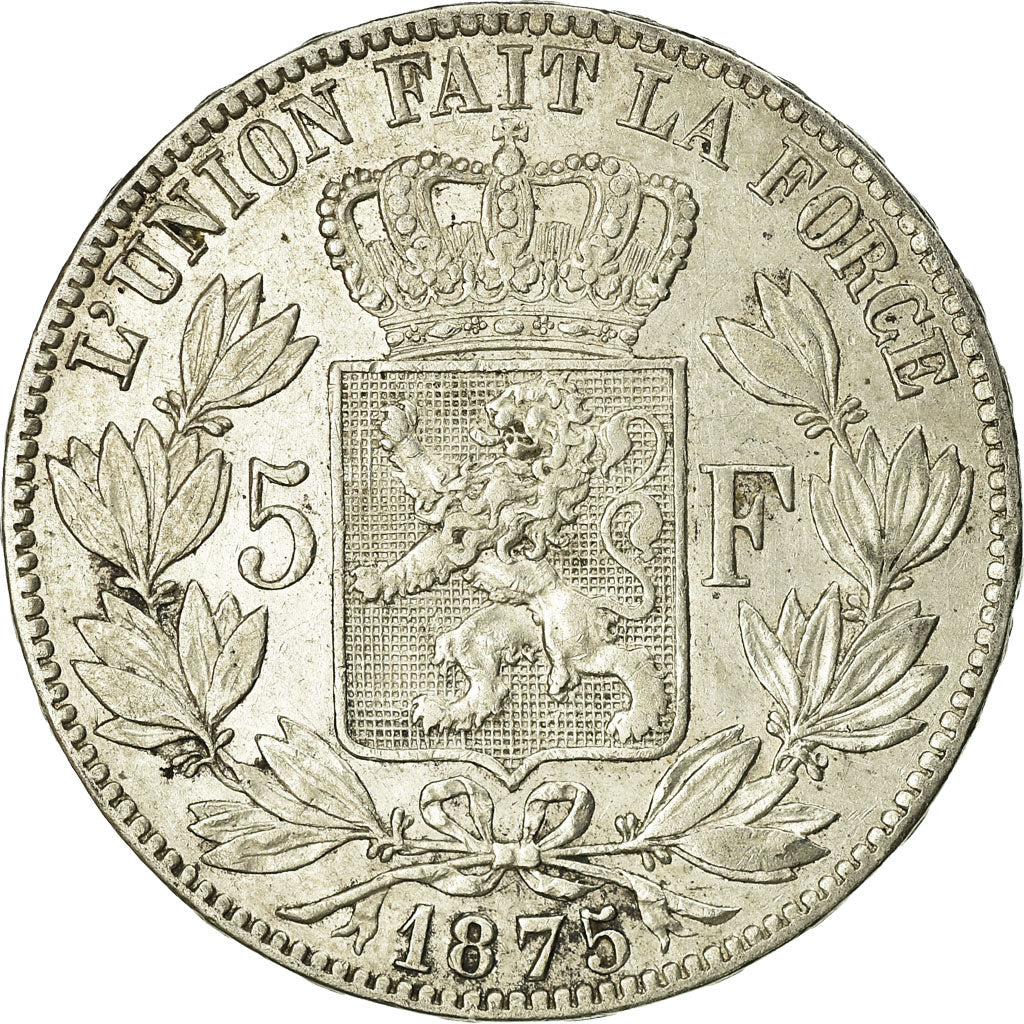 Coin, Belgium, Leopold II, 5 Francs, 5 Frank, 1875, EF(40-45), Silver, KM:24