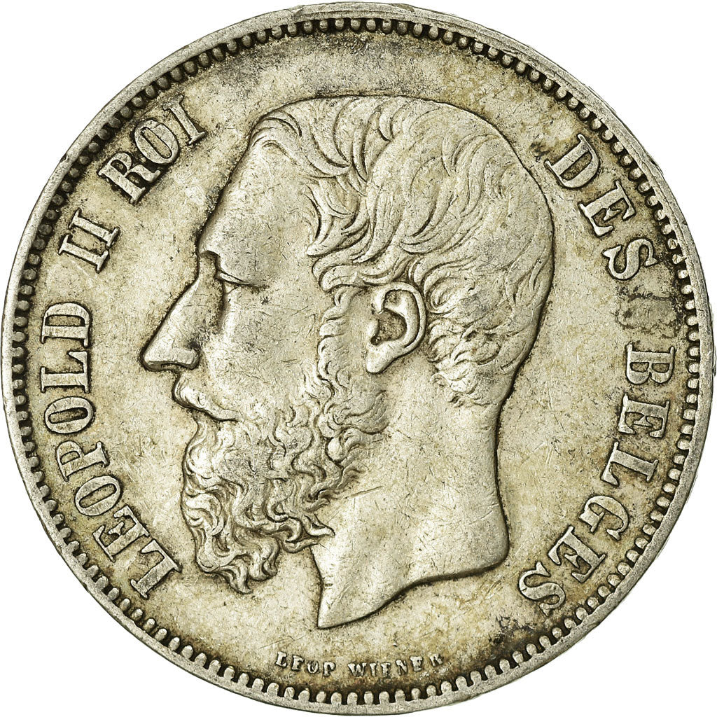 Coin, Belgium, Leopold II, 5 Francs, 5 Frank, 1875, EF(40-45), Silver, KM:24